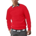thumbnail image 2 of Momasggi Men's Crewneck Sweatshirt Fashion Color Block Raglan Sweatshirts Soft Lightweight Long Sleeve Pullover Fall Winter Fleece Tops Red 2XL, 2 of 4