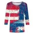 thumbnail image 4 of Patriotic Blouse Women 4th of July Womens Shirt Patriotic Womens Shirt Womens Fourth of July Shirt Women's Independence Day Printed 3/4 Sleeve Round Neck Pullover Fashionable Top, 4 of 5