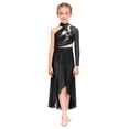 thumbnail image 3 of TTAO Teen Girls Ballet High-Low Skirt Latin Jazz Contemporary Dance Dress Dancing Gymnastics Skirted Leotard Black 16, 3 of 7