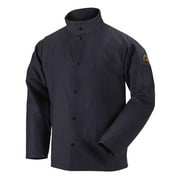 Black Stallion FBK9-30C Flame-Resistant Cotton Welding Jacket, Black, Large