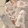 thumbnail image 1 of Women's Pajamas Sets Spring Autumn 2 Piece Animal Print Pyjama Faux Silk Satin Sleepwear Long Sleeve Pijama Mujer Pjs Homewear, 1 of 4