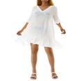 thumbnail image 4 of Femmes Cover-up Robe Manches Courtes V Cou Solide Volants Été Décontracté Plage Robe, 4 of 7