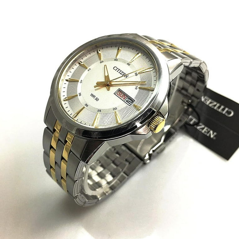 koganezawa CITIZEN Quartz Men's Watch, Silver Dial, Two-tone Stainless