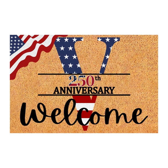 USA 250 Door Mat, Patriotic Vintage USA Anniversary Red Non- Dirt Trapper Doormats for Floor, for House Office Outside Inside Entrance Decor 23.62 x 15.75 Inch