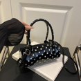 thumbnail image 2 of Hsqqdc Polka Dot Cylindrical Handbag Retro PU Leather Cross Body Bag for Daily Work and Travel, 2 of 7