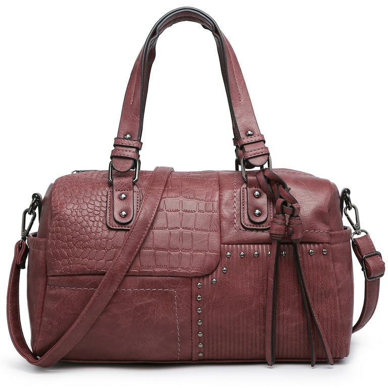Dasein Women Soft Vegan Leather Barrel Bags Large Top Handle Totes Satchel  Handbags Shoulder Purse