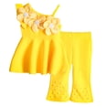 thumbnail image 2 of Amidoa Girls Summer 2 Piece Outfits Cute Sleeveless Tops Tops and Casual Pants Kids Clothing Set Yellow Size Yellow Size 6, 2 of 9