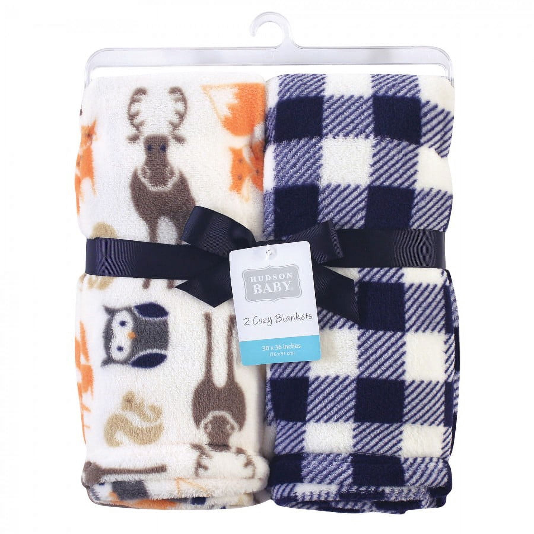Hudson Baby Infant Boy Silky Plush Blanket, Forest, 30x36 inches