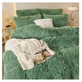 thumbnail image 4 of TiaGOC Fluffy Sage Green Comforter Cover Set Queen，Faux Fur Green Bedding 3 Pieces(1 Plush Queen Duvet Cover +2 Faux Fur Pillowcases) Girls Bed Set (Sage Green, Queen), 4 of 9