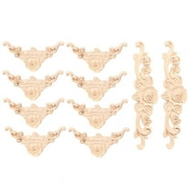 10 Pcs Wood Carved Wall Decor Floral Wood Carved Applique Corner Decorative for Furniture Door Cabinet Bed Decorations