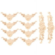 10 Pcs Wood Carved Wall Decor Floral Wood Carved Applique Corner Decorative for Furniture Door Cabinet Bed