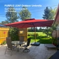 thumbnail image 2 of PURPLE LEAF 9 x 12FT Deluxe Rectangle Wood Grain Patio Umbrella with Base, Large Offset Cantilever Umbrella with 360° Rotation, Black Red, 2 of 14
