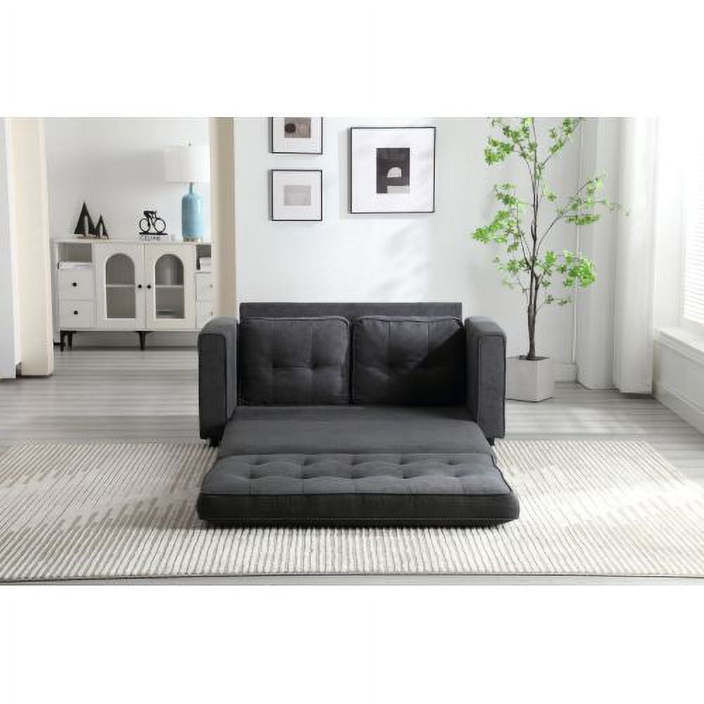 BSHTI 3 Fold Sofa,Convertible Futon Couch sleeper sofabed,Space saving loveseat,Pull Out Couch Bed for Living Room,Dark Gray Velvet linen fabric