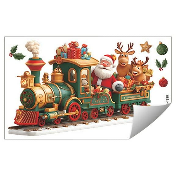 KOYPTL 2 Sheets Christmas Window Clings Cute Cartoon Santa Snowman Christmas Stickers Removable Winter Window Stickers Decals for Holiday Party Supplies Christmas Decorations for Home Decor