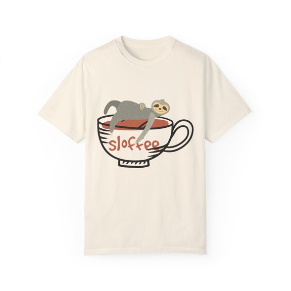 Vintage Sloffee Coffee Enthusiasts Graphic Gift | Cute Caffeinated Sloths Gags Men Womens Unisex Garment-Dyed T-shirt