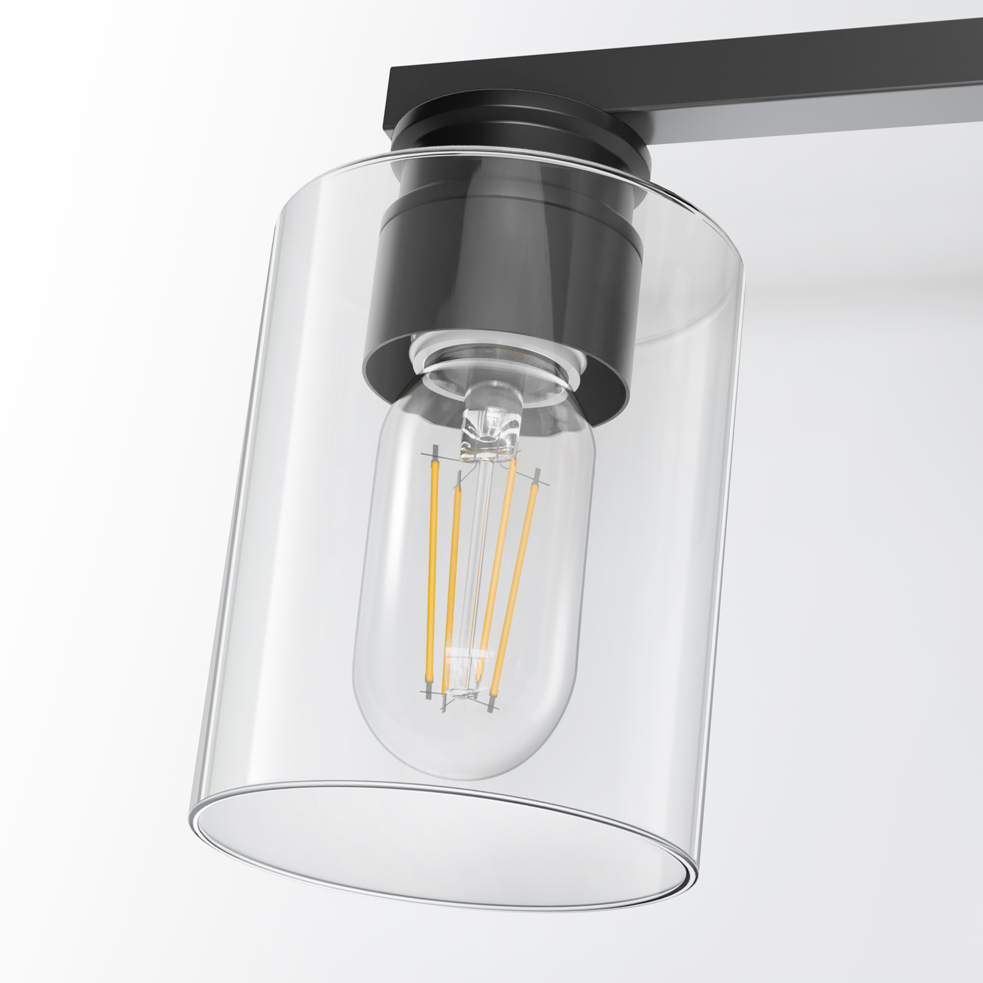 YANSUN 17.7 in 3-Light Black Vanity Light with Clear Glass, Modern Wall Sconces, Bathroom Lighting Fixtures Over Mirror for Living Room, Bathrooms, Powder Rooms, or Vanity Nooks