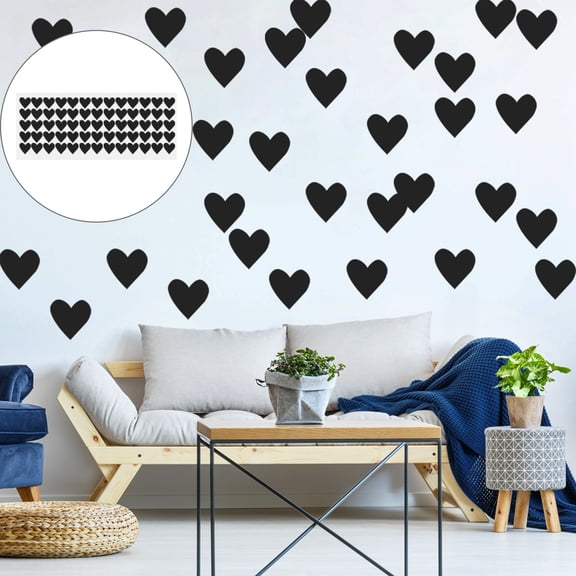 Unique Bargains Heart Shape Peel and Stick Wall Decals Sticker Perfect Decoration Living Room Bedroom Black 65pcs