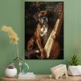 thumbnail image 2 of Boxer Cute Dog Harp Stretched Canvas Size 8x12 – Retro Boxer Dog Batter in Action With Harp for Themed Living Room, 2 of 5