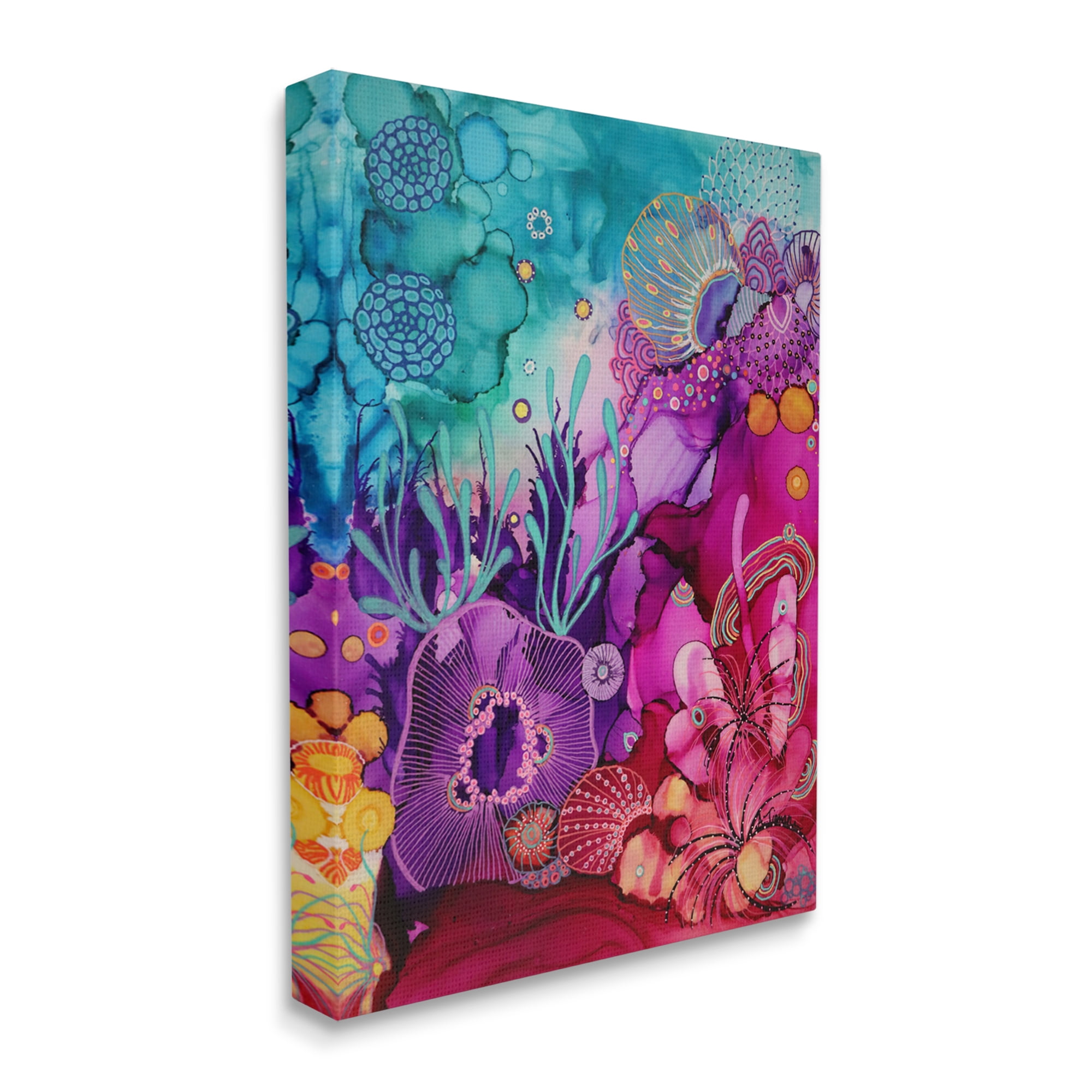 Stupell Industries Abstract Coral Pattern Abstract Painting Gallery Wrapped Canvas Art Print Wall Art, 36 x 48