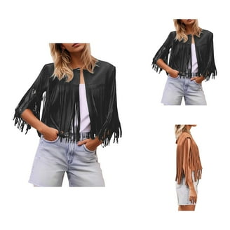Lovskoo Womens Vintage Western Fringe Vest, Suede Leather