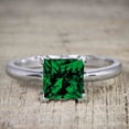 thumbnail image 4 of JeenMata 1.75 Carat Square Cut Ethiopian Emerald Handmade Wedding Ring Set in 18k White Gold over Silver, 4 of 7