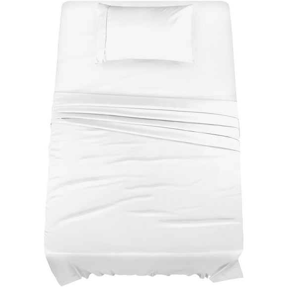 Casavia - Premium Bedding Sets- 400 Thread Count- Soft Sateen 100% Cotton - Twin 3 Piece sheet sets, 3 Pc Bedding for Kids, Dorms & Adults, Deep Pocket, Easy Fit, Twin Bed Sheets (Bright White Sheets)