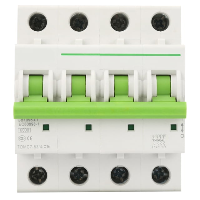 Interruptor automático miniatura TOMC7-63 4P tipo C 6KA con protección contra fugas (16 A)