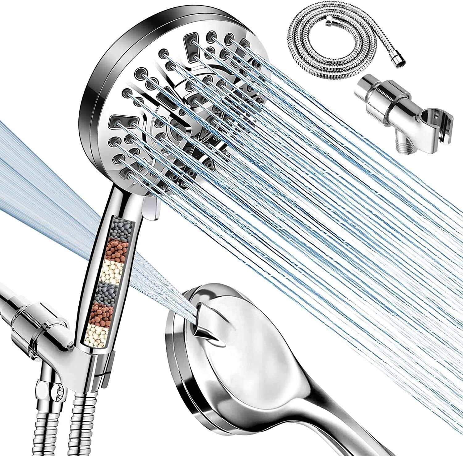 Full Brass G1/2" Flow Quick Control ShutOFF Valve Shower Head Hand