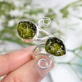 thumbnail image 2 of Moldavite Ring Green Stone Ring Gemstone Ring 925 Sterling Silver Ring for Women Statement Ring, 2 of 3