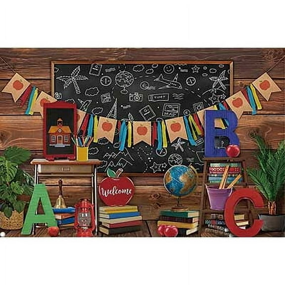 Kindergart Back to School rations Backdrop Preschool Chalkboard Blackboard Pcil Classroom Party Photo Background