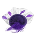 thumbnail image 4 of Fascinators Hats 20s 50s Hat Pillbox Hat Cocktail Tea Party Headwear with Veil for Girls and Women Purple, 4 of 4