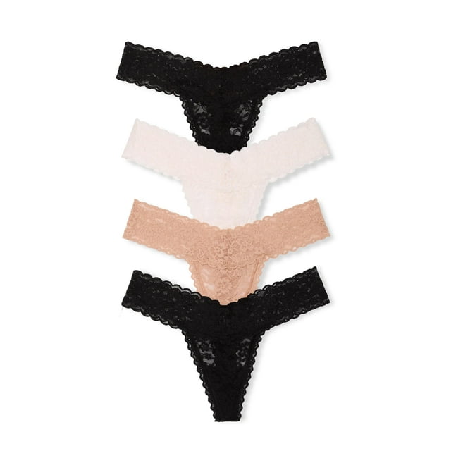 Tanga Victoria's Secret Lace para mujer XL (paquete de 4)