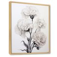 thumbnail image 2 of Designart "Black And White Simplistic Carnations" Carnations Floater Framed Wall Art Living Room, 2 of 5