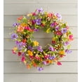 thumbnail image 6 of Floral Watercolor Spring Front Door Wreath with Faux Bright Pansies & Violets, 6 of 6