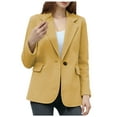 thumbnail image 2 of Ounisa Women's Solid Color Long-Sleeved Lapel Double-Button Design Pocket Slim Office Suit Jacket, 2 of 3