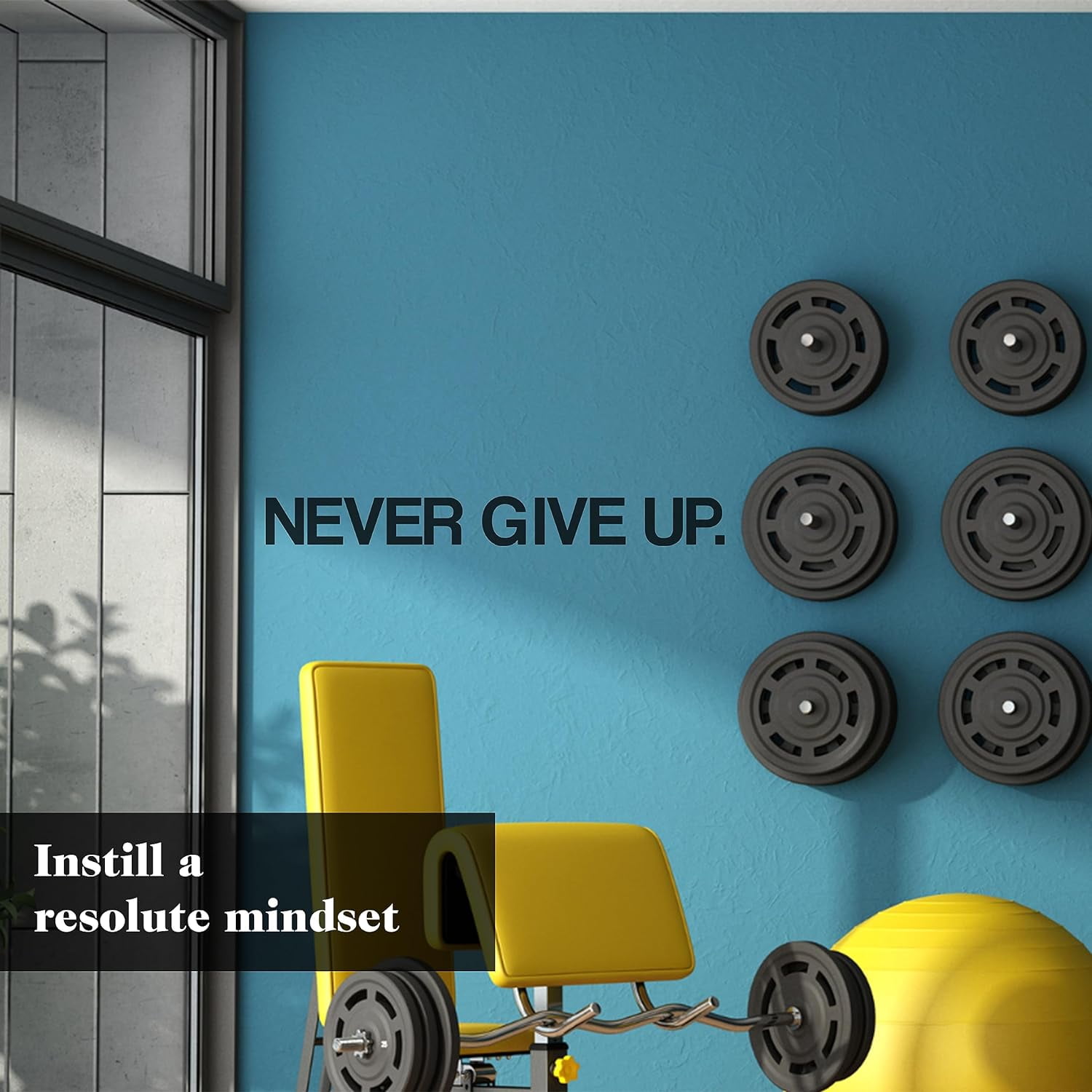 QTH Large Never GIVE UP Wall Sticker Motivational Large Gym Wall Decal Quote for Home Gym Workout Motivational Wall Art Decor Vinyl Removable Sticker