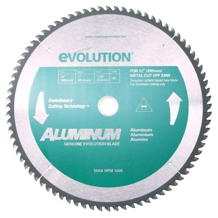 Evolution 12BLADEAL | 12 In. | 80T | 1 In. Arbor | Aluminum And Non-Ferrous Metal TCT Blade