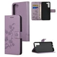 thumbnail image 1 of Nalacover Wallet Case for Samsung Galaxy S23, Stylish Flowers Embossed Pattern Premium PU Leather Flip Folio Cover with Card Slots Holder Magnetic Clasp Kickstand Soft TPU Anti-Drop Case,Lightpurple, 1 of 6