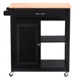 thumbnail image 1 of CorLiving Sage Engineered Wood and Solid Wood Kitchen Storage Cart with Cupboard and Wheels, Black/Brown, 1 of 9