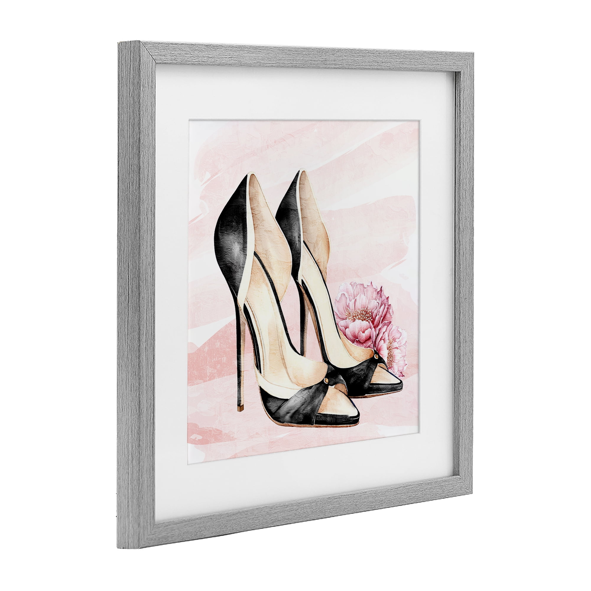 Stupell Industries Glam Time Heels Gray Framed Print Under Glass, design by Kim Allen