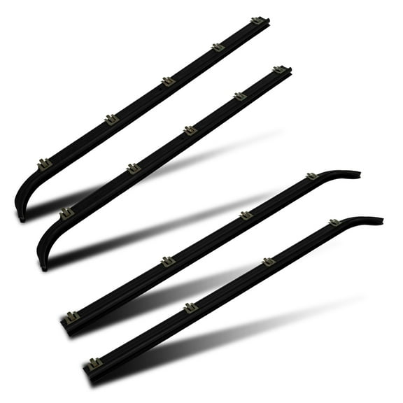 cciyu 4PCS Black Window Molding Trim Compatible with 1987-1997 For Ford F150 F250 F350 For Bronco OEM E7TZ1521452A E7TZ1521453A F2TZ1521456A F2TZ1521457A – Noise Reduction & Leak Proof