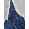 thumbnail image 4 of Dusty Blue Womens Halter Neck Lace Trim Satin A-Line Mini Dress, 4 of 5