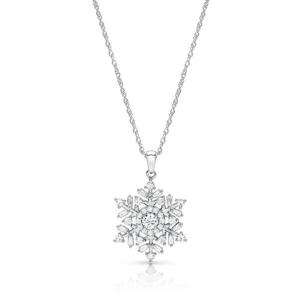 Unbrand - Sterling Silver SwarovskiÂ® Cubic Zirconia Snowflake Pendant ...
