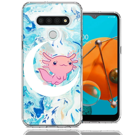 MUNDAZE For LG Stylo 6 Pink Axolotl Moon Mable Design Double Layer Phone Case Cover
