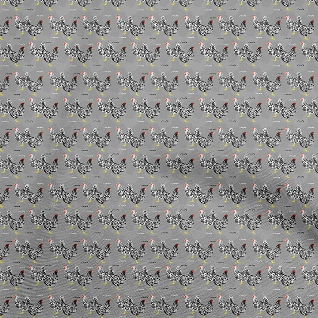 oneOone Georgette Viscose Gray Fabric Birds Rooster Craft Projects Decor Fabric Printed By The Yard 42 Inch Wide
