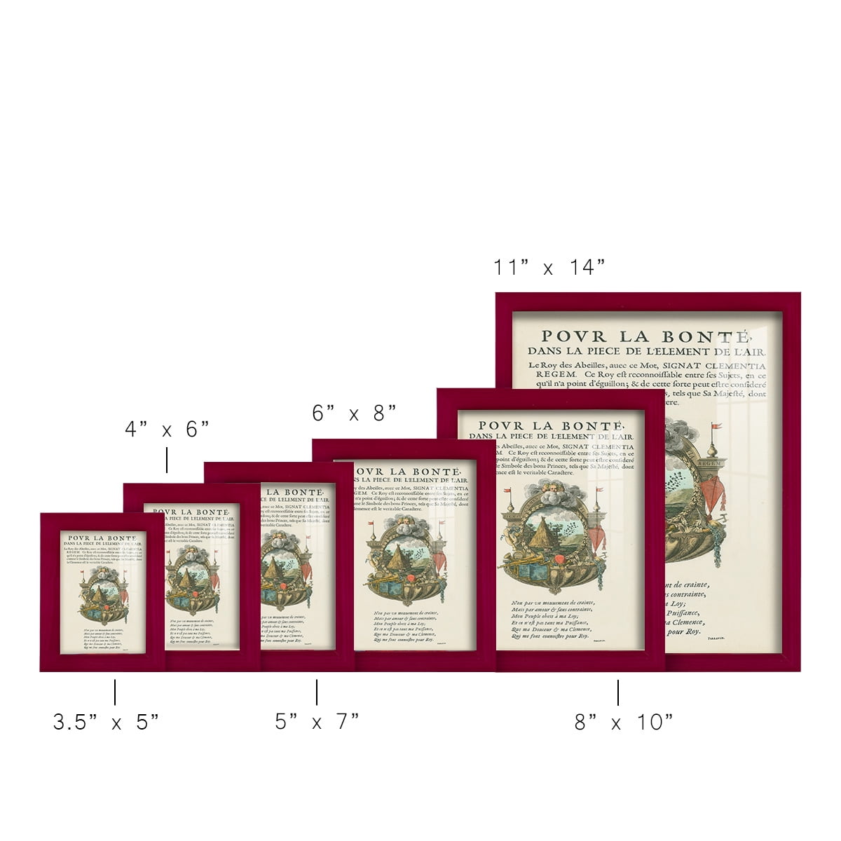 Printed Embellished Bookplate III - Framed Print w/glass - Cherry Red