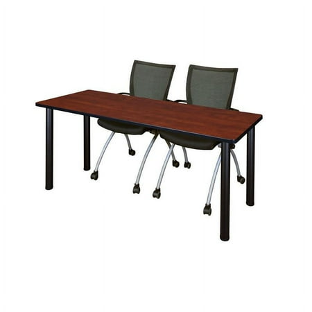 UPC: 0843532071502 | Regency 66 x 24 Training Table- Cherry/ Black & 2 Chairs- Black