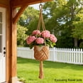 thumbnail image 3 of Cheapark Handcrafted Woven Hanging Basket Kit Mesh Bag With Soft Cord For Flower Pots Indoor Outdoor Home Garden Plant Decor Supplies, 3 of 9