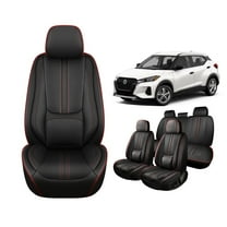 Car Seat Covers Full Set for Nissan Kicks 2018-2025,Breathable Faux Leather Luxury Automotive Interior Accessories with Lumbar Support BlackRed