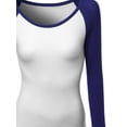thumbnail image 3 of FashionOutfit Women's Color Contrast Scoop neck long Sleeve Baseball Tee, 3 of 3
